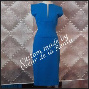 CERULEAN Blue Sophiticated, Tailored, Form-fitting Midi Custom made Dress
